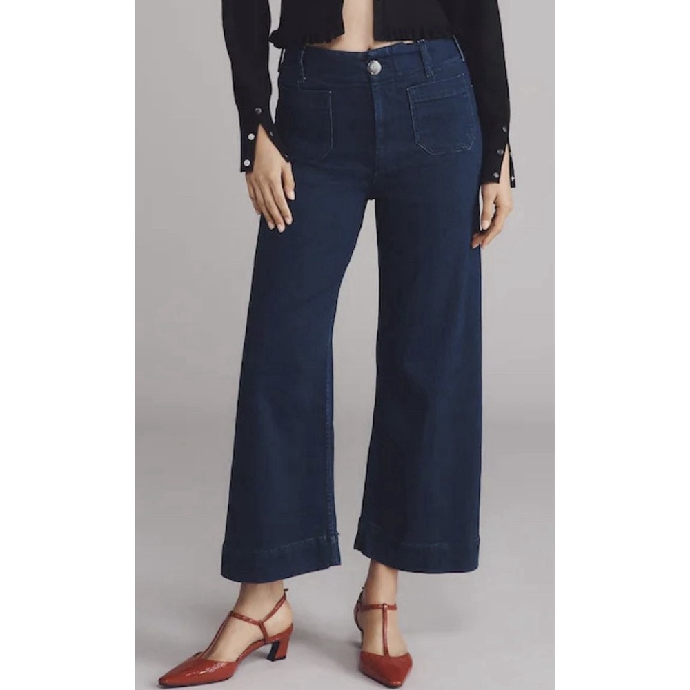 Pilcro Size 25 The Skipper High-Rise Wide Leg Stretch Denim Crop Jeans NWOT